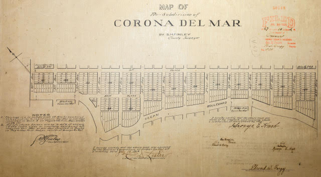 Tract Map for Ocean Blvd Corona Del Mar, CA
